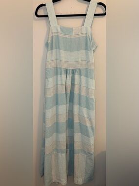 Patagonia Striped Midi Dress Small Blue Hemp Tencel Worn Wear